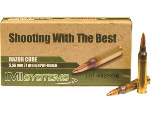IMI Razor Core 5.56x45mm NATO Ammo 77 Grain Sierra MatchKing Hollow Point