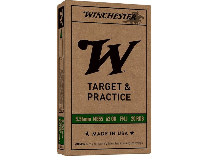 Winchester M855 SS109 5.56x45mm NATO Ammo 62 Grain Penetrator Full Metal Jacket