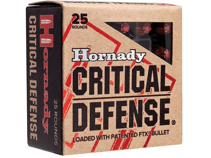 Hornady Critical Defense 9mm Luger Ammo 115 Grain Hornady FTX Polymer Tip Box of 500