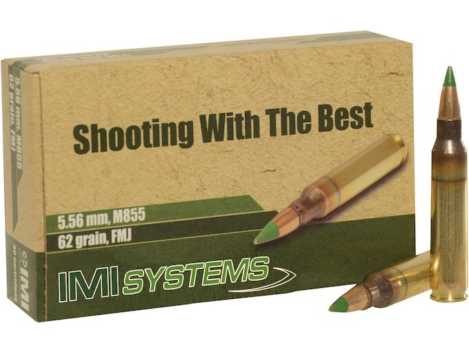IMI M855 5.56x45mm NATO Ammo 62 Grain SS109 Penetrator Full Metal Jacket (FMJ)