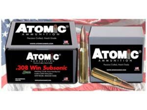 Atomic Match Subsonic 308 Winchester Ammo 175 Grain Jacketed Hollow Point Box of 500