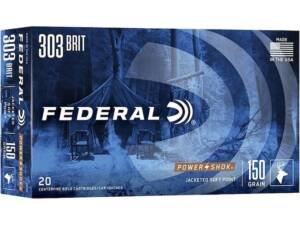 Federal Power-Shok 303 British Ammo 150 Grain Jacketed Soft Point Box of 500