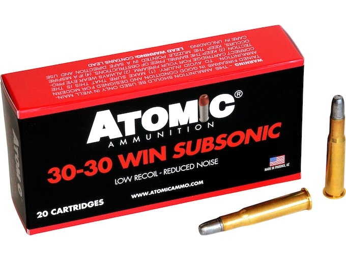 Atomic Subsonic 30-30 Winchester Ammo 165 Grain Flat Nose Box of 500