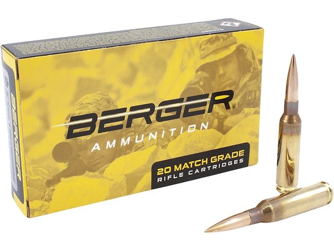 Berger Match Grade 6.5 Creedmoor Ammo 130 Grain Berger Hybrid OTM Tactical Jacketed Hollow Point Box of 500