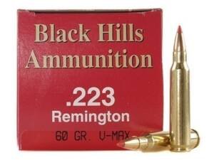 Black Hills 223 Remington Ammo 60 Grain Hornady V-Max Polymer Tip Box of 500