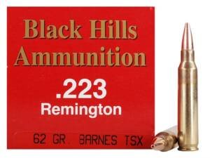 Black Hills 223 Remington Ammo 62 Grain Barnes Triple-Shock X Solid Hollow Point Lead Free Box of 500