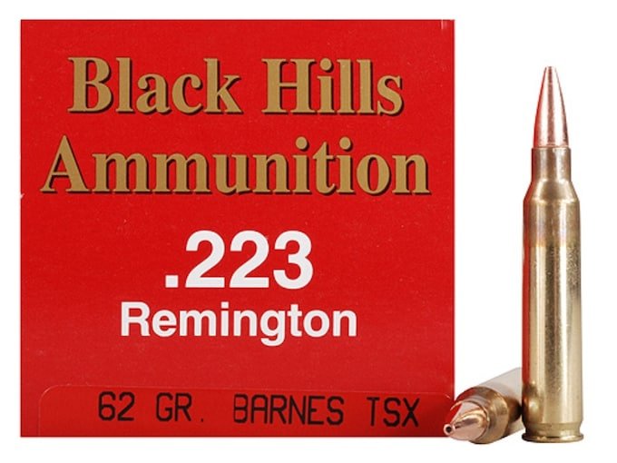 Black Hills 223 Remington Ammo 62 Grain Barnes Triple-Shock X Solid Hollow Point Lead Free Box of 500