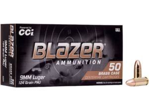 Blazer Brass 9mm Luger Ammo 124 Grain Full Metal Jacket Box of 1000