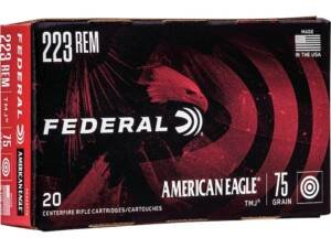 Federal American Eagle 223 Remington Ammo 75 Grain Full Metal Jacket Box of 1000