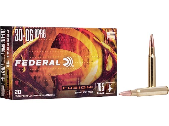 Federal Fusion 30-06 Springfield Ammo 165 Grain Bonded Jacketed Soft Point Box of 500