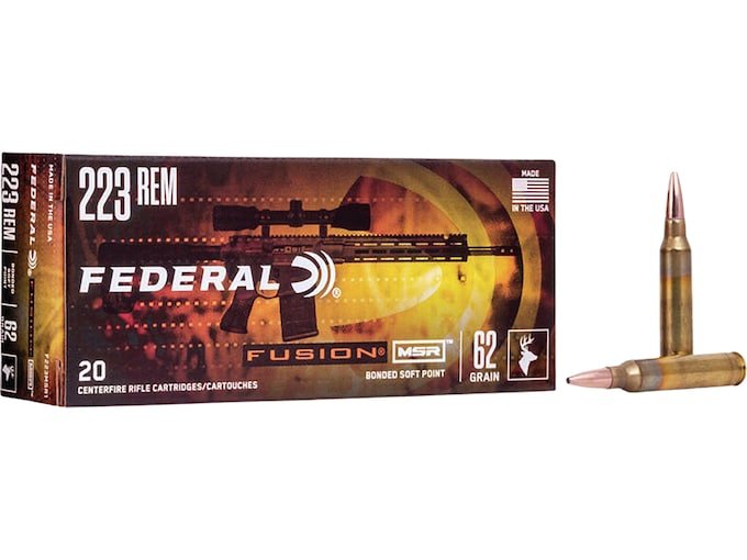 Federal Fusion MSR 223 Remington Ammo 62 Grain Bonded Round Nose Box of 500