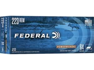 Federal Power-Shok 223 Remington Ammo 64 Grain Jacketed Soft Point Box of 500