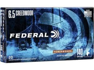 Federal Power-Shok 6.5 Creedmoor Ammo 140 Grain Jacketed Soft Point Box of 500