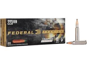 Federal Premium 223 Remington Ammo 55 Grain Federal Trophy Copper Polymer Tip Lead Free Box of 500