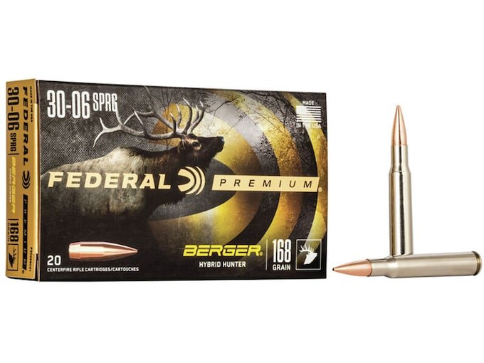Federal Premium 30-06 Springfield Ammo 168 Grain Berger Hybrid Hunter Jacketed Hollow Point Box of 500