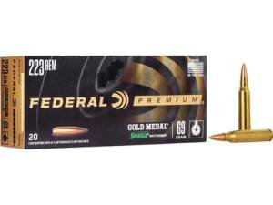 Federal Premium Gold Medal 223 Remington Ammo 69 Grain Sierra MatchKing Jacketed Hollow Point Box of 500