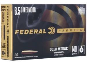 Federal Premium Gold Medal 6.5 Creedmoor Ammo 140 Grain Berger Hybrid Target Jacketed Hollow Point Box of 500