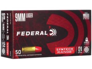 Federal Syntech Range 9mm Luger Ammo 124 Grain Federal TSJ Total Synthetic Jacket (TSJ) Box of 1000