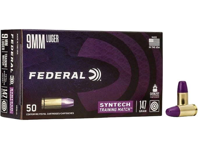 Federal Syntech Training Match 9mm Luger Ammo 147 Grain Federal TSJ Total Synthetic Jacket (TSJ) Box of 1000