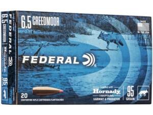 Federal Varmint & Predator 6.5 Creedmoor Ammo 95 Grain Hornady V-Max Polymer Tip Box of 500