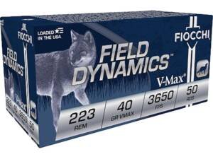 Fiocchi Field Dynamics 223 Remington Ammo 40 Grain Hornady V-Max Polymer Tip Box of 1000