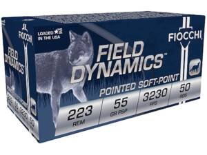 Fiocchi Field Dynamics 223 Remington Ammo 55 Grain Jacketed Soft Point Box of 1000