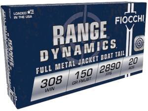 Fiocchi Range Dynamics 308 Winchester Ammo 150 Grain Full Metal Jacket Box of 500