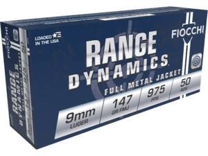 Fiocchi Range Dynamics Subsonic 9mm Luger Ammo 147 Grain Full Metal Jacket Box of 1000