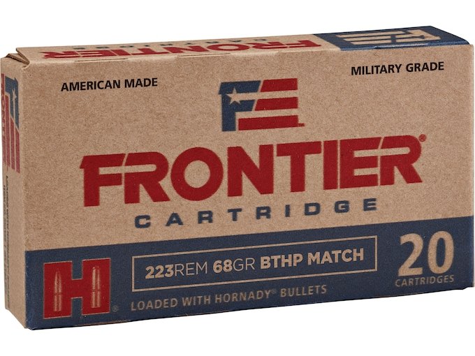 Frontier Cartridge Military Grade 223 Remington Ammo 68 Grain Hornady Match Jacketed Hollow Point Box of 1000
