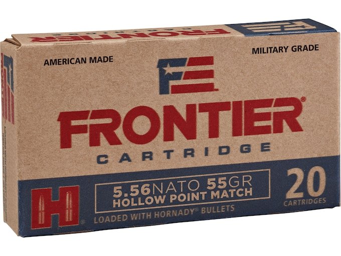 Frontier Cartridge Military Grade 5.56x45mm NATO Ammo 55 Grain Hornady Match Jacketed Hollow Point Box of 1000