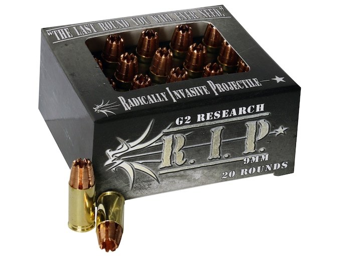 G2 Research R.I.P. 9mm Luger Ammo 92 Grain G2 R.I.P. Fragmenting Hollow Point Lead Free Box of 500