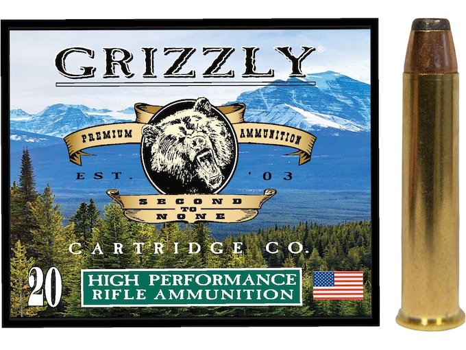 Grizzly Cartridge High Performance Rifle 45-70 Government +P Ammo 300 Grain Bonded Jacketed Hollow Point Box of 300