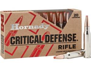 Hornady Critical Defense 308 Winchester Ammo 155 Grain Hornady FTX Polymer Tip Box of 500