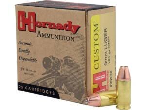 Hornady Custom 9mm Luger Ammo 124 Grain Hornady XTP Jacketed Hollow Point Box of 500