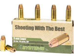 IMI 9mm Luger Ammo 115 Grain Jacketed Hollow Point Box of 1000