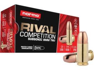 Norma Rival Competition 9mm Luger Ammo 158 Grain Total Metal Jacket Box of 1000