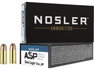 Nosler ASP 9mm Luger Ammo 124 Grain Jacketed Hollow Point Box of 1000
