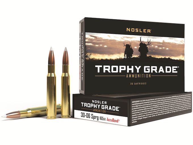 Nosler Trophy Grade 30-06 Springfield Ammo 165 Grain Nosler AccuBond Bonded Polymer Tip Box of 500