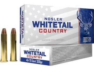 Nosler Whitetail Country 45-70 Government Ammo 300 Grain Straight Wall Jacketed Soft Point Box of 500