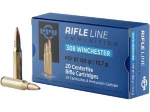 PPU 308 Winchester Ammo 165 Grain Jacketed Soft Point Box of 500
