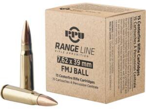 PPU Range 7.62x39mm Ammo 124 Grain Full Metal Jacket Box of 1000