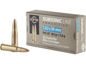 PPU Subsonic 7.62x39mm Ammo 182 Grain Full Metal Jacket Box of 500