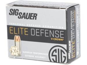 Sig Sauer Elite Performance 9mm Luger Ammo 124 Grain Sig V-Crown Jacketed Hollow Point Box of 1000