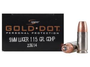 Speer Gold Dot 9mm Luger Ammo 115 Grain Bonded Jacketed Hollow Point Box of 500
