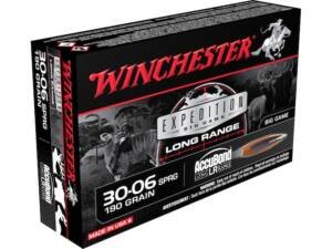 Winchester Expedition Big Game Long Range 30-06 Springfield Ammo 190 Grain Nosler AccuBond Long Range Bonded Polymer Tip Box of 500