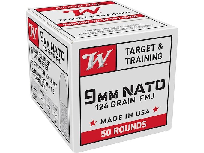 Winchester NATO 9mm Luger Ammo 124 Grain Full Metal Jacket Box of 1000