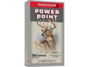 Winchester Power Point 303 British Ammo 180 Grain Winchester Power-Point Jacketed Soft Point Box of 500