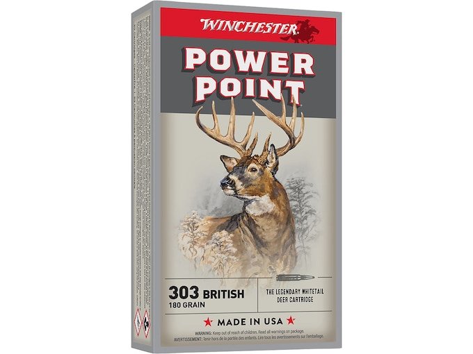 Winchester Power Point 303 British Ammo 180 Grain Winchester Power-Point Jacketed Soft Point Box of 500