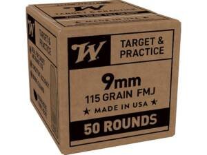 Winchester Service Grade Target & Practice 9mm Luger Ammo 115 Grain Full Metal Jacket Box of 1000