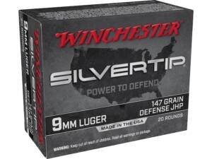 Winchester Silvertip Defense 9mm Luger Ammo 147 Grain Winchester Silvertip Jacketed Hollow Point Box of 1000